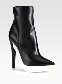 A fierce point toe and contrasting platform complete this contemporary design of sleek faux leather. Self-covered heel, 5½ (140mm)Rubber platform, 1¼ (30mm)Compares to a 4¼ heel (110mm)Faux leather upperPoint toeSide zipFaux leather liningBiodegradable rubber solePadded insoleImported A fierce point toe and contrasting platform complete this contemporary design of sleek faux leather. Self-covered heel, 5½ (140mm)Rubber platform, 1¼ (30mm)Compares to a 4¼ heel (110mm)Faux leather upperPoint toeSide zipFaux leather liningBiodegradable rubber solePadded insoleImported