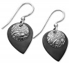 Jody Coyote Sterling Silver Earrings, Black Patina Bronze Tear Drop Wire Drop Earrings