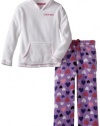 Calvin Klein Girls 7-16 Ck 2 Piece Heart Sleep Set, White, Large/14-16