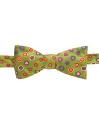 With a whimsical pattern and bold color palette, this Countess Mara bowtie is sophisticated with a fun twist. With a whimsical pattern and bold color palette, this Countess Mara bowtie is sophisticated with a fun twist.
