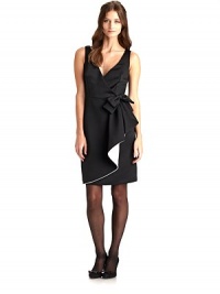 THE LOOKCrossover v-neckSleeveless Tailored seamsBow at waistCascading ruffle with contrast undersideBack zip closureTHE FITAbout 28 from shoulder to hemTHE MATERIALPolyesterFully linedCARE & ORIGINDry cleanMade in ItalyModel shown is 5'10 (177cm) wearing US size 4. THE LOOKCrossover v-neckSleeveless Tailored seamsBow at waistCascading ruffle with contrast undersideBack zip closureTHE FITAbout 28 from shoulder to hemTHE MATERIALPolyesterFully linedCARE & ORIGINDry cleanMade in ItalyModel shown is 5'10 (177cm) wearing US size 4.