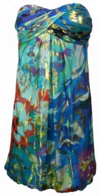 Xscape by Joanna Chen Women's Strapless Bubble Hem Dress 0 Aqua Multi Xscape by Joanna Chen Women's Strapless Bubble Hem Dress 0 Aqua Multi