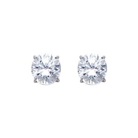 14K White Gold 6mm Round CZ Solitaire Basket Stud Earrings with Screw-back for Children and Women 14K White Gold 6mm Round CZ Solitaire Basket Stud Earrings with Screw-back for Children and Women