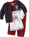 GUESS Kids Boys Newborn Three-Piece Cardigan, Tee and Pa, NAVY (0/3M)