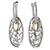 925 Silver Oval Weave Design Earrings with 18k Gold Accents