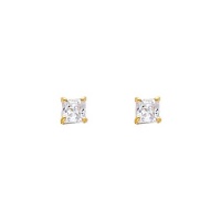 14K Yellow Gold 3mm Princess CZ Solitaire Basket Stud Earrings with Screw-back 14K Yellow Gold 3mm Princess CZ Solitaire Basket Stud Earrings with Screw-back