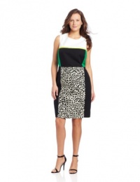 Calvin Klein Women's Printed Shift Dress, Black/True White Combo, 24W Calvin Klein Women's Printed Shift Dress, Black/True White Combo, 24W
