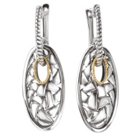 925 Silver Oval Weave Design Earrings with 18k Gold Accents 925 Silver Oval Weave Design Earrings with 18k Gold Accents