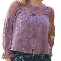 Free People Dobby Gauze Lace Cropped Top/Cardigan Button Up, X-Small Free People Dobby Gauze Lace Cropped Top/Cardigan Button Up, X-Small