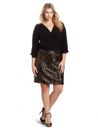 DKNYC Women's Long Sleeve Cross Front System Dress With Sequin Bottom DKNYC Women's Long Sleeve Cross Front System Dress With Sequin Bottom