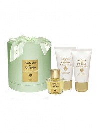 The best products from the Gelsomino Nobile collection are presented in this deluxe Acqua di Parma hat box, making it the perfect luxurious holiday gift. Set contains: Eau de Parfum; Bath Gel and Body Cream, 1.7 oz. each. The best products from the Gelsomino Nobile collection are presented in this deluxe Acqua di Parma hat box, making it the perfect luxurious holiday gift. Set contains: Eau de Parfum; Bath Gel and Body Cream, 1.7 oz. each.