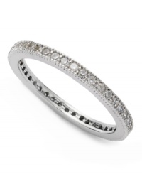 Simply elegant. This band ring from B. Brilliant is crafted in sterling silver with cubic zirconia accents adding a lustrous touch. Size 6, 7 and 8. Simply elegant. This band ring from B. Brilliant is crafted in sterling silver with cubic zirconia accents adding a lustrous touch. Size 6, 7 and 8.