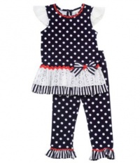 Girls Rare Editions Dotted Eyelet Nautical Dress Set 6X (E762013) Girls Rare Editions Dotted Eyelet Nautical Dress Set 6X (E762013)