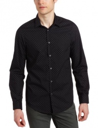 Ben Sherman Men's Tonal Printed Target Long Sleeve Woven Shirt