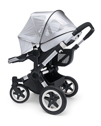 Fine silver mesh fabric canopy with excellent ventilation provides comfortable 50+ UVA/UVB sun protection. For use with the Bugaboo Donkey stroller. Fine silver mesh fabric canopy with excellent ventilation provides comfortable 50+ UVA/UVB sun protection. For use with the Bugaboo Donkey stroller.