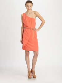 Vibrant chiffon skims the body in a chic one-shoulder sheath.Single shoulder strapBodice overlaySkinny beltAbout 20 from natural waistPolyesterDry cleanImportedModel shown is 5'10 (178cm) wearing US size 4. Vibrant chiffon skims the body in a chic one-shoulder sheath.Single shoulder strapBodice overlaySkinny beltAbout 20 from natural waistPolyesterDry cleanImportedModel shown is 5'10 (178cm) wearing US size 4.