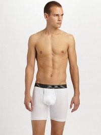 A slim, smooth fit with superior stretch and a classic check pattern on the waistband.Elastic waist 95% modal/5% elastaneMachine washImported A slim, smooth fit with superior stretch and a classic check pattern on the waistband.Elastic waist 95% modal/5% elastaneMachine washImported