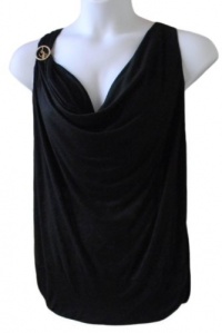 Baby Phat Drape Front with Twist Back Strap Top (3X Plus, Black) Baby Phat Drape Front with Twist Back Strap Top (3X Plus, Black)
