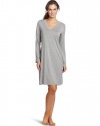 Hanro Women's Champagne Long Sleeve Gown, Grey Melange, Large