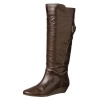 Steven Women's Iden Leather Wedge Boots in Brown Size 6