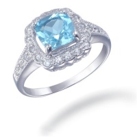 7MM Cushion Cut Natural Blue Topaz Ring In Sterling Silver 1.50 CT (Available In Sizes 5 - 9) 7MM Cushion Cut Natural Blue Topaz Ring In Sterling Silver 1.50 CT (Available In Sizes 5 - 9)