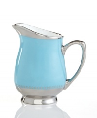 Get away from ordinary dining with dreamy Lauderdale dinnerware by Cru. Shimmering platinum dots and bands contrast swaths of sea blue on this fuss-free, dishwasher-safe oval creamer inspired by a favorite Floridian retreat. Get away from ordinary dining with dreamy Lauderdale dinnerware by Cru. Shimmering platinum dots and bands contrast swaths of sea blue on this fuss-free, dishwasher-safe oval creamer inspired by a favorite Floridian retreat.
