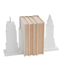 The Design Ideas Skyline bookends evoke the architecture of your favorite metropolis, decorating shelves and organizing home libraries in chic city style. The Design Ideas Skyline bookends evoke the architecture of your favorite metropolis, decorating shelves and organizing home libraries in chic city style.