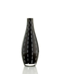 A sophisticated vase (shown center) that lends an edge to any room. Features jet-black crystal with wide white-etched marquise cuts. A sophisticated vase (shown center) that lends an edge to any room. Features jet-black crystal with wide white-etched marquise cuts.