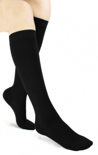 Pintoli Style 1020 Women's Comfy Compression Socks, 15-20mmHg, Knee High, Black, Medium Size