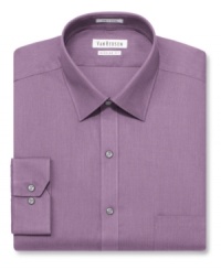 Go beyond basic with a bit of color and this sharp dress shirt from Van Heusen. Go beyond basic with a bit of color and this sharp dress shirt from Van Heusen.
