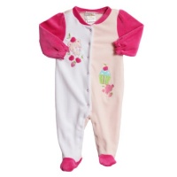 ABSORBA Baby-Girls Newborn Velour Footie, White/Pink, 3-6 Months ABSORBA Baby-Girls Newborn Velour Footie, White/Pink, 3-6 Months