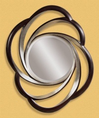 Basset Mirror M2862B Contemporary Swirl Silver and Merlot Decorative Mirror