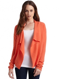 THE LOOKCascading asymmetrical open frontLong sleevesRibbed cuffs and hemTHE FITAbout 27 from shoulder to longest point of hemTHE MATERIALCashmereCARE & ORIGINDry cleanImportedModel shown is 5'11 (180cm) wearing US size Small. THE LOOKCascading asymmetrical open frontLong sleevesRibbed cuffs and hemTHE FITAbout 27 from shoulder to longest point of hemTHE MATERIALCashmereCARE & ORIGINDry cleanImportedModel shown is 5'11 (180cm) wearing US size Small.