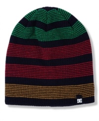 Go, Stop, or Yield. Remain warm as you go with the flow wearing this bright horizontal stripe beanie by DC Shoes. Go, Stop, or Yield. Remain warm as you go with the flow wearing this bright horizontal stripe beanie by DC Shoes.
