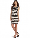 Calvin Klein Women's Missy Printed Shift Dress, Eggshell/Black, 4