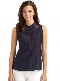 THE LOOKShirt collarEmbroidered lace panelButton-frontTHE FITAbout 22 from shoulder to hemTHE MATERIAL70% cotton/30% silkTrim: nylonCARE & ORIGINDry cleanImportedModel shown is 5'10½ (179cm) wearing US size Small. THE LOOKShirt collarEmbroidered lace panelButton-frontTHE FITAbout 22 from shoulder to hemTHE MATERIAL70% cotton/30% silkTrim: nylonCARE & ORIGINDry cleanImportedModel shown is 5'10½ (179cm) wearing US size Small.