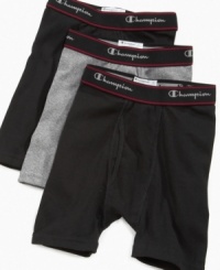 A snug and sporty fit keeps your on-the-go boy supported with these boxer briefs from Champion. A snug and sporty fit keeps your on-the-go boy supported with these boxer briefs from Champion.