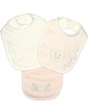 Little Me Baby-Girls Newborn Sweet 2 Bib and Burp Set, White/Pink, One Size
