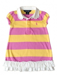 Ralph Lauren Infant Girls Short Sleeved Rugby Dress, Pink/Gold, 18 M Ralph Lauren Infant Girls Short Sleeved Rugby Dress, Pink/Gold, 18 M