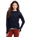 Rebecca Taylor Women's Mesh Stitch Pullover, Navy, Medium