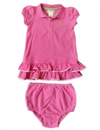 Ralph Lauren Layette Girls Rickrack Polo Dress, Pink, 9 Month