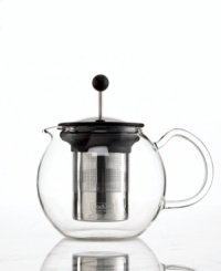Make it tea for two... or more. A handsome conversation piece made of borosilicate glass, so you can experience the rich colors of the tea as it brews, with a high-grade stainless steel filter that draws out the most flavor and richest notes from your favorite tea. A traditional press system lets you stop brewing as desired. 1-year warranty. Make it tea for two... or more. A handsome conversation piece made of borosilicate glass, so you can experience the rich colors of the tea as it brews, with a high-grade stainless steel filter that draws out the most flavor and richest notes from your favorite tea. A traditional press system lets you stop brewing as desired. 1-year warranty.