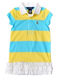 Ralph Lauren Toddler Girls Cotton Rugby Dress (6X, Topaz Blue)