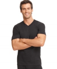 A smart start to any guy's workweek rotation, these updated v neck tees from Alfani make sure you've got the right pairing of comfort and style all day at the office. A smart start to any guy's workweek rotation, these updated v neck tees from Alfani make sure you've got the right pairing of comfort and style all day at the office.