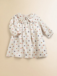 Divine dots adorn this cotton-silk dress with stylish pleat details and logo hem.Pleat details at collar neckLong sleevesGathered details at front and back yokeLogo detail at hemConcealed back zipper70% cotton/30% silkDry cleanImported Divine dots adorn this cotton-silk dress with stylish pleat details and logo hem.Pleat details at collar neckLong sleevesGathered details at front and back yokeLogo detail at hemConcealed back zipper70% cotton/30% silkDry cleanImported