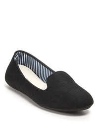 Wool adds cozy-chic style to these sleek smoking flats. By Charles Philip. Wool adds cozy-chic style to these sleek smoking flats. By Charles Philip.