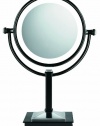 Conair Fluorescent Lighted Mirror, 1x/10x Magnification, Black Finish