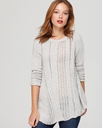 Woven in an open knit, this Aqua Cashmere semi-sheer sweater is a versatile layering piece-minimalist with matching cami and pants or bold with contrasting pieces for a new spin on color blocking. Woven in an open knit, this Aqua Cashmere semi-sheer sweater is a versatile layering piece-minimalist with matching cami and pants or bold with contrasting pieces for a new spin on color blocking.