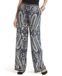 Comfort and style can finally coexist: INC's petite jersey pants feature a unique, swirling paisley print that feels totally on-trend for the season. Comfort and style can finally coexist: INC's petite jersey pants feature a unique, swirling paisley print that feels totally on-trend for the season.