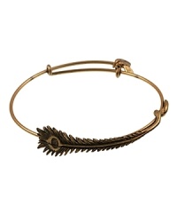 The natural, bohemian allure of the peacock feather inspires this Alex and Ani bangle, designed for simple symbolism in plated metal. The natural, bohemian allure of the peacock feather inspires this Alex and Ani bangle, designed for simple symbolism in plated metal.